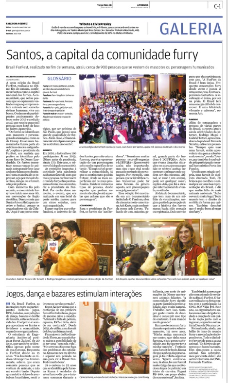 Reportagem sobre a comunidade furry publicada pelo A Tribuna